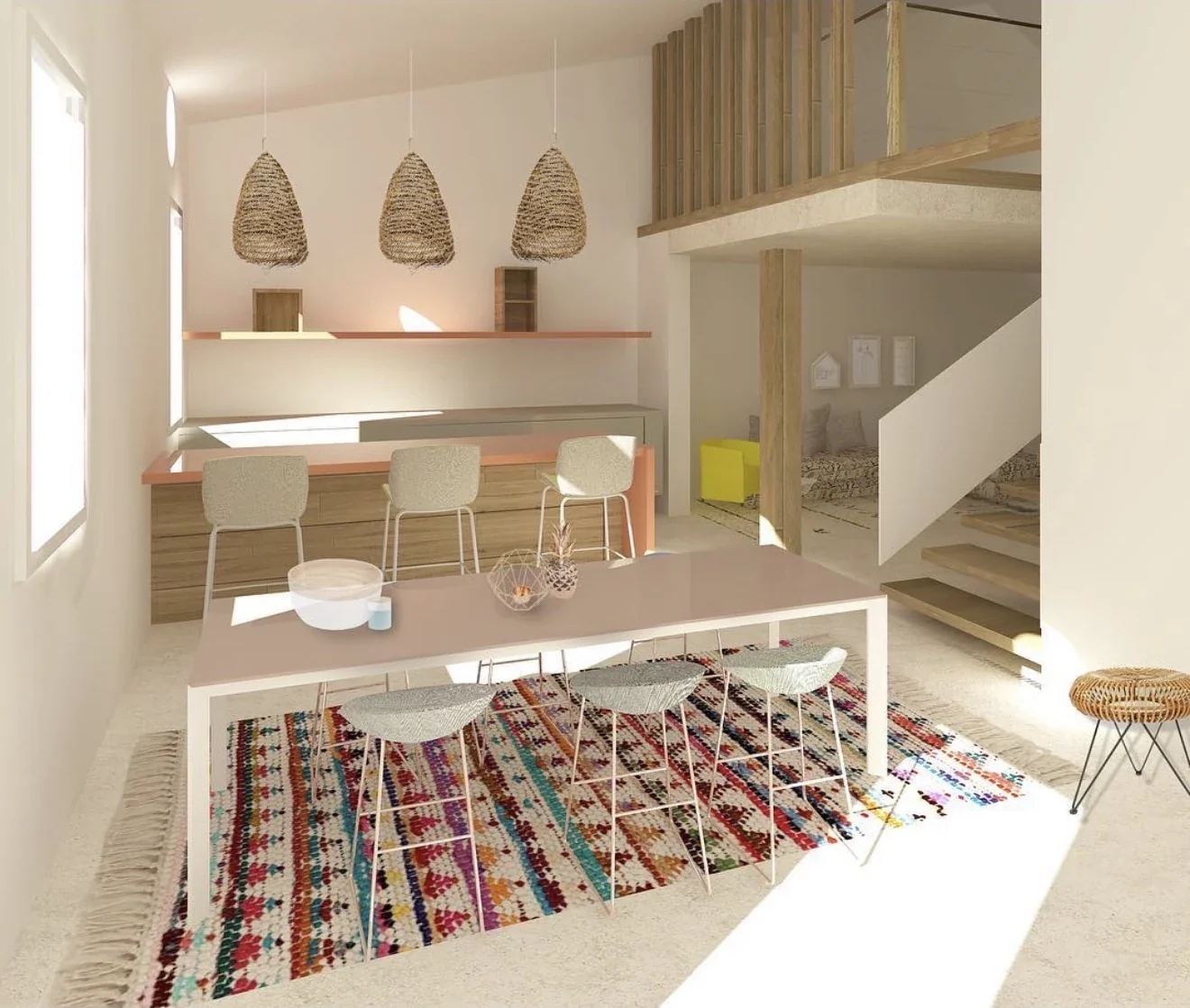 Perspective de conception de l'aménagement intérieur du duplex à Abzac