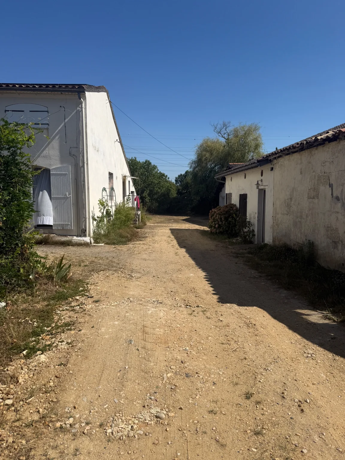 État existant de la cour entre le corps d'habitation et la dépendance agricole à Abzac